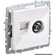 Розетка компьютерная + телевизионная 2-м Brite РТВ/РК12-БрБ RJ45 кат.5E + TV механизм бел. IEK BR-AK20-1-K01