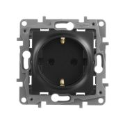 Розетка 1-м СП Etika 16А IP20 250В 2P+E с заземл. немецк. стандарт винтов. клеммы механизм антрацит IEK 672621