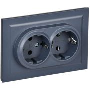 Розетка 2-м СП BRITE РСш12-3-БрМ 16А в сборе с заземл. защ. шторки маренго IEK BR-R24-16-K35-F