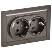 Розетка 2-м СП BRITE РСш12-3-БрТБ 16А в сборе с заземл. защ. шторки бронза IEK BR-R24-16-K45-F