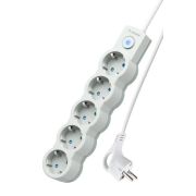 Удлинитель 5х3м с заземл. 10А IP20 2200Вт 220В защ. шторки ПВС 3х1 с выкл. бел. КОСМОС YKsm3m-5g-Z-V10A-W